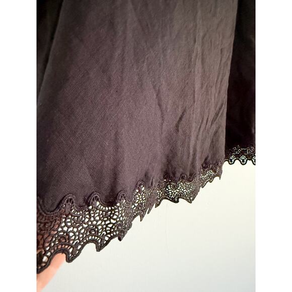 J.Crew | NWT Gwen lace-trim slip skirt in linen in Black | Sz L - Picture 4 of 9